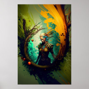 Poster Cartaz de Fantasia de Elven Ranger Arte D&D 5