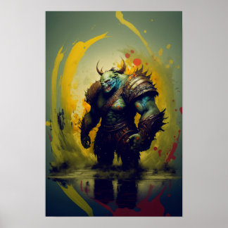 Poster Cartaz de Fantasia de Guerreiro Orc | Arte de Jogo