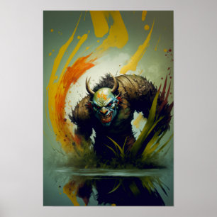 Poster Cartaz de Fantasia de Guerreiro Orc   Arte de Jogo