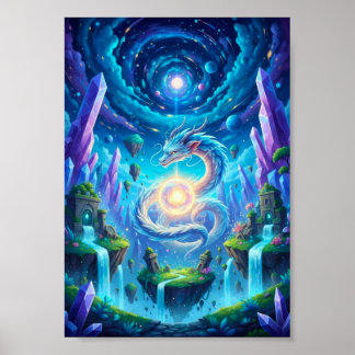 Poster Cartaz de Fantasia do Dragão Celestial Místico Flu