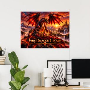 Poster Cartaz de Fantasia Épica Coroa de Dragão de Fogo D
