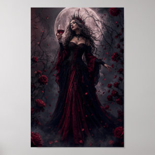 Poster Cartaz de Fantasia Gótica Rainha Lua Carmesim