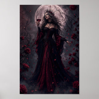 Poster Cartaz de Fantasia Gótica Rainha Lua Carmesim
