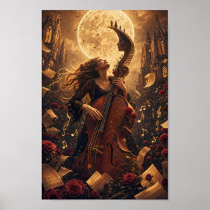 Poster Cartaz de Fantasia Gótica Sonho ao Luar com Violon