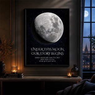 Poster Cartaz de Fase Lunar de Casal de 1º Aniversário