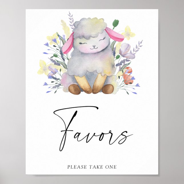 Poster Cartaz de favores - Cordeirinho (Frente)