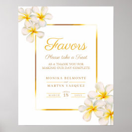 Poster Cartaz de favores de casamento tropical de frangip