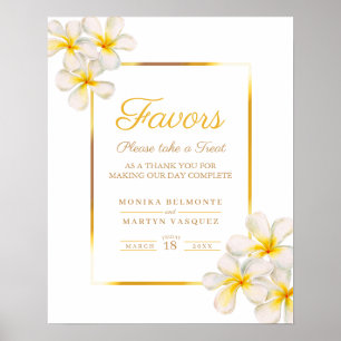Poster Cartaz de favores de casamento tropical de frangip
