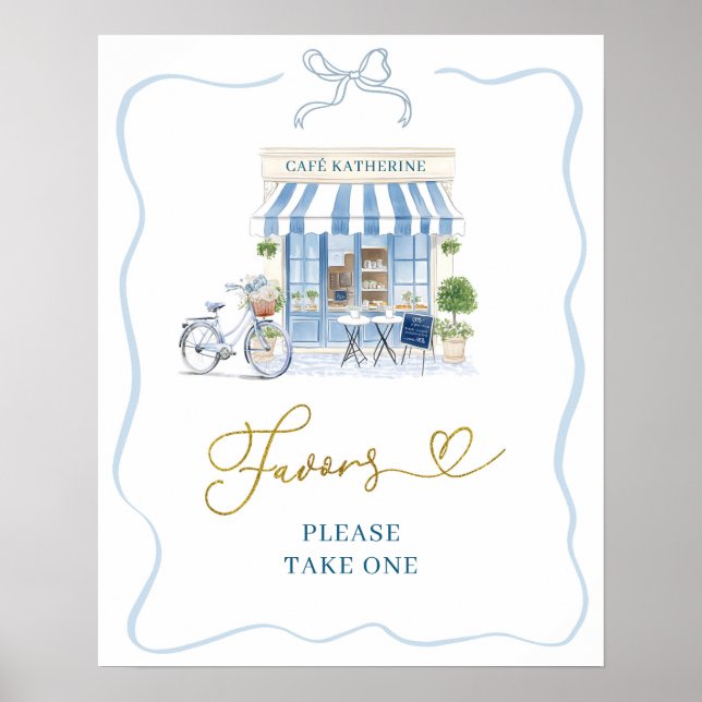 Poster Cartaz de Favoritos Azul Francês Café Parisiense C (Frente)