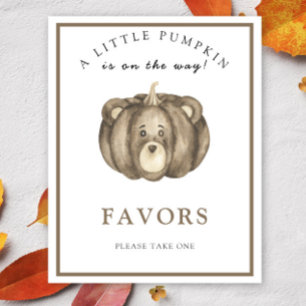 Poster Cartaz de Favors de Abóbora de Aquarela como urso