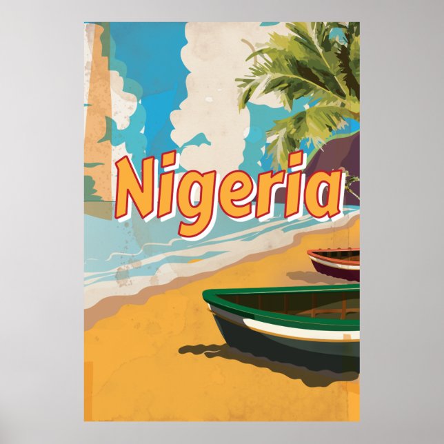 Pôster Cartaz de férias antigo da Nigéria (Frente)