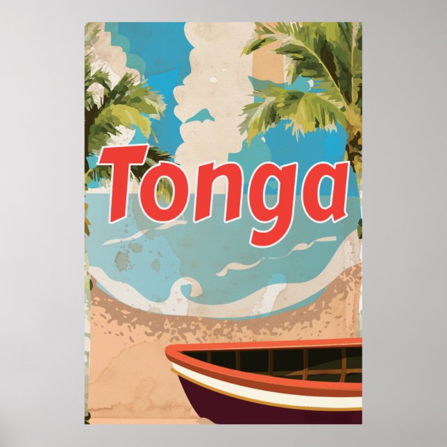 Pôster Cartaz de férias antigo de Tonga (Frente)