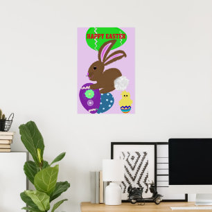 Poster Cartaz de Férias de Ovos do Coelho da Páscoa