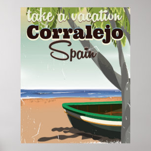 Pôster Cartaz de férias de praia vintage Corralejo Espanh