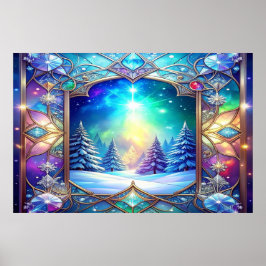 Poster Cartaz de Férias de Vidro Colorido Ornamentado