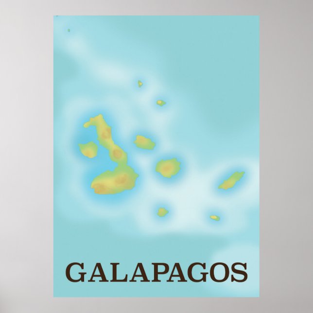 Pôster cartaz de férias do mapa das Galápagos (Frente)