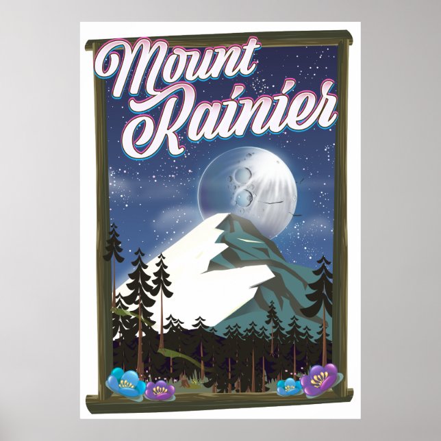 Poster Cartaz de férias do Monte Rainier. (Frente)