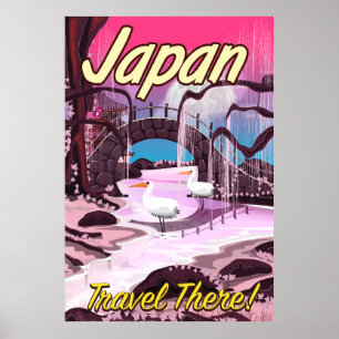 Pôster cartaz de férias jardins cartoon Japão