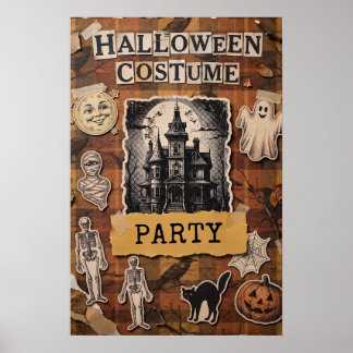 Poster Cartaz de Festa à Fantasia de Halloween com Casa A