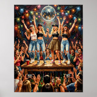 Poster Cartaz de Festa de Energia Celebração da Meia-Noit