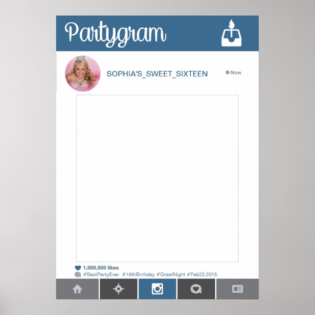 Pôster Cartaz de Festa de Instagram Adereço de Fotografia (Frente)