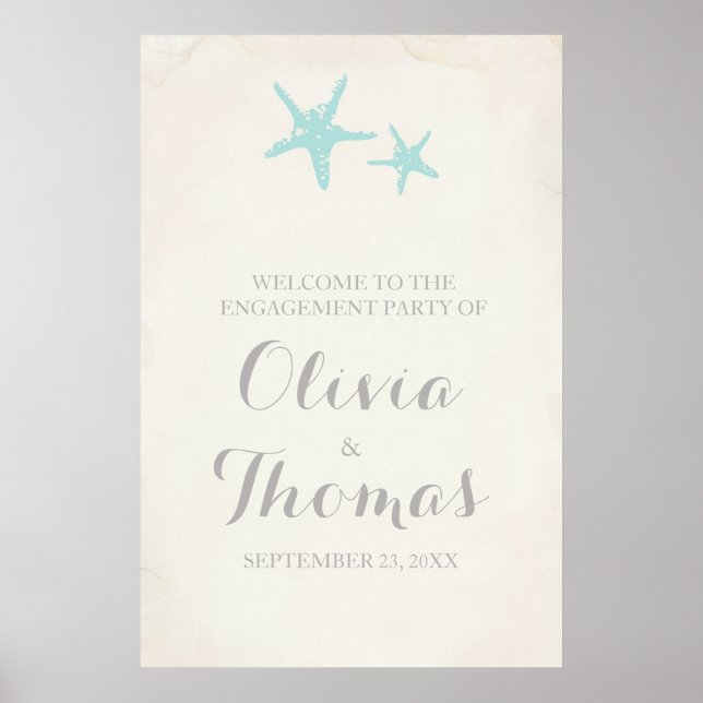 Pôster Cartaz de festa de noivado estrela-do-mar (Frente)