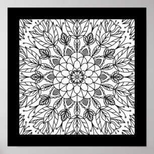 Poster Cartaz de festa divertida de mandala de flores par