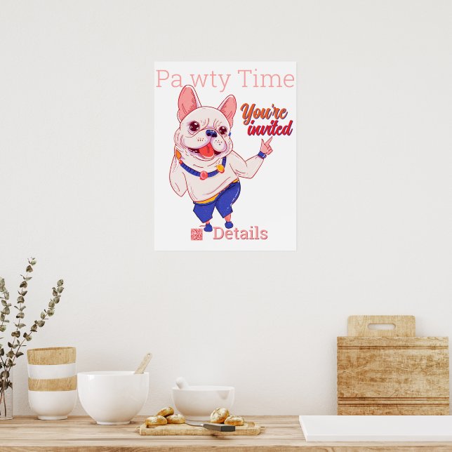 Poster Cartaz de festa do Bulldog Francês (Cozinha)