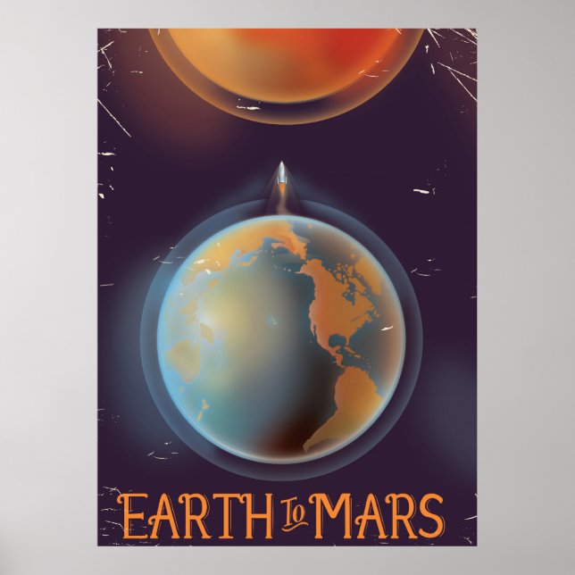 Pôster Cartaz de Ficção Científica Antiga Terra para Mart (Frente)