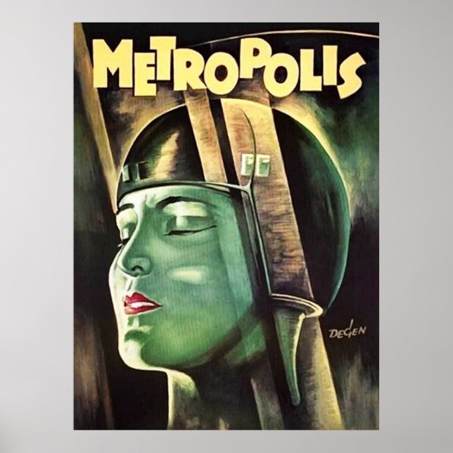 Poster Cartaz de Filme Antigo Metropolis Robô Mulher – 19 (Frente)