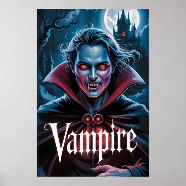 Poster Cartaz de Filme de Vampiro Clássico Estilo Drácula (Frente)