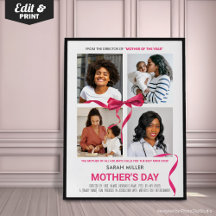 Cartaz de Filme Personalizado Dia das Mães para Ma
