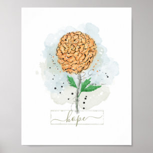 Poster Cartaz de Flor de Aquarela Laranja Esperança