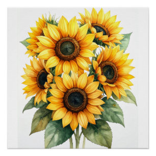 Pôster Cartaz de Flor de Girassol Dourada