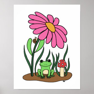 Poster Cartaz de Flor e Sapo Fofo