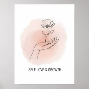Poster Cartaz de Flor em Arte de Linha Minimalista