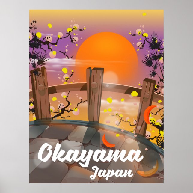 Poster cartaz de flor japonesa de Okayama. (Frente)