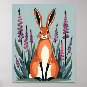 Poster Cartaz de Flores de Dedaleira de Coelho Laranja