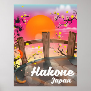 Poster Cartaz de flores de Hakone Japão.