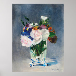 Poster Cartaz de Flores de Manet em um Vaso de Cristal