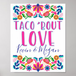 Poster Cartaz de Flores Mexicanas da Festa Taco Bout Love