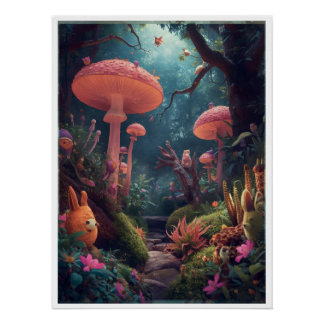 Pôster cartaz de floresta psicodélica