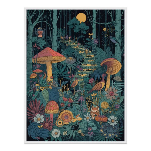 Pôster Cartaz de floresta psicodélica (Frente)