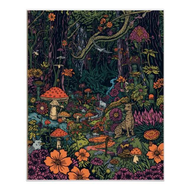 Pôster Cartaz de floresta psicodélica (Frente)