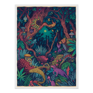 Pôster Cartaz de floresta psicodélica