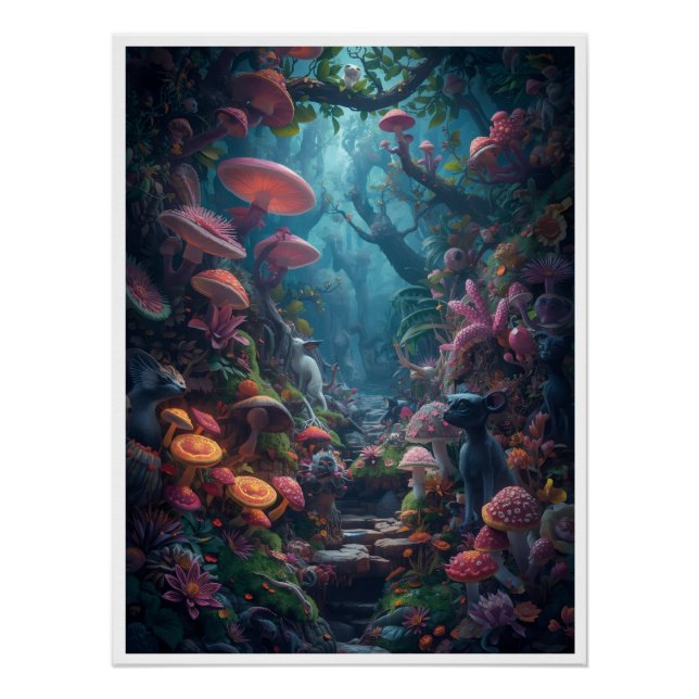 Pôster Cartaz de floresta psicodélica (Frente)
