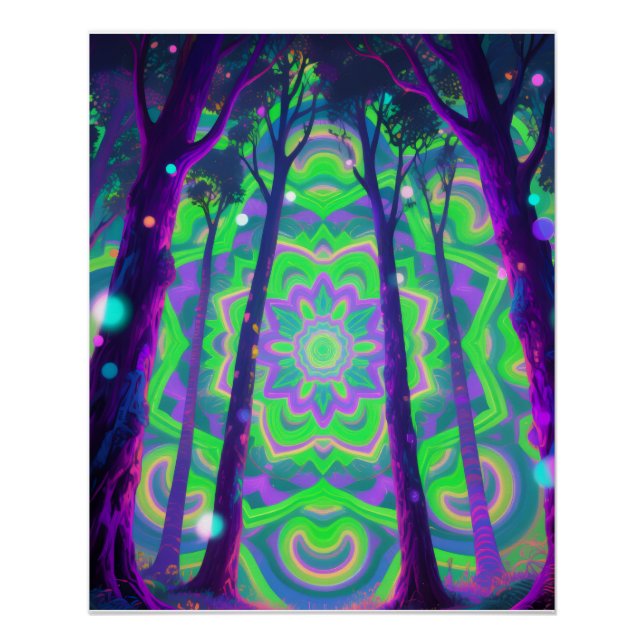 Pôster Cartaz de floresta psicodélica (Frente)
