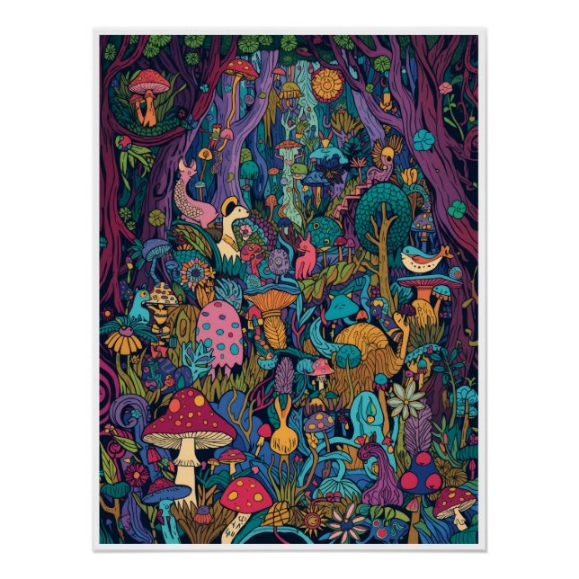 Pôster Cartaz de floresta psicodélica (Frente)