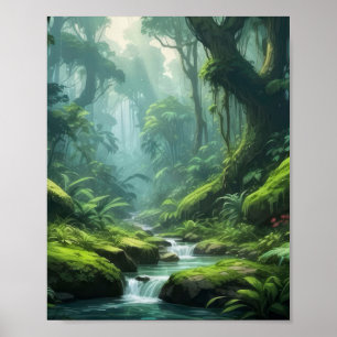 Poster Cartaz de Floresta Tropical Verde Vibrante