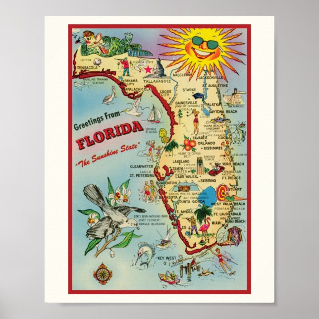 Poster Cartaz de Florida 8x10 com Moldura (Frente)